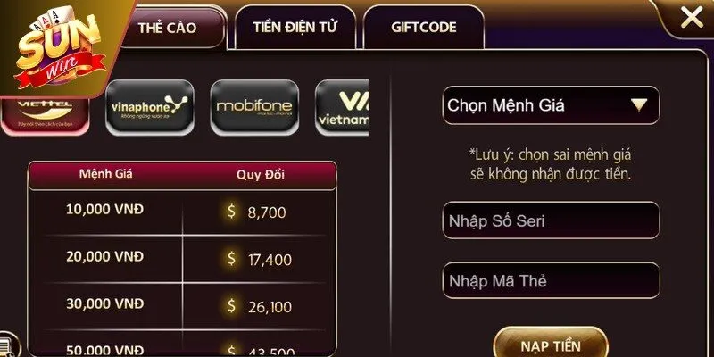 Các bước thực hiện nạp tiền Sunwin qua ngân hàng cực kỳ nhanh gọn